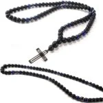 Centaur, Men's Necklace, Matte Onyx, Lapis Lazuli, Hematite, Steel Cross - Image 7
