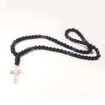 Centaur, Men's Necklace, Matte Onyx, Lapis Lazuli, Hematite, Steel Cross - Image 2