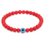 Blue Eye and Red Howlite Bracelet, 6 mm Beads
