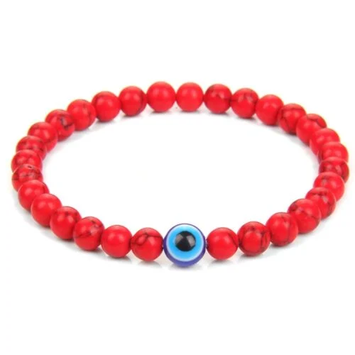 Blue Eye and Onyx Bracelet, 6 mm Beads - Image 4