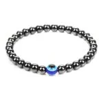 Blue Eye and Hematite Bracelet, 6 mm Beads