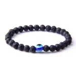 Blue Eye and Lava (Volcanic Stone) Bracelet, 6 mm Beads