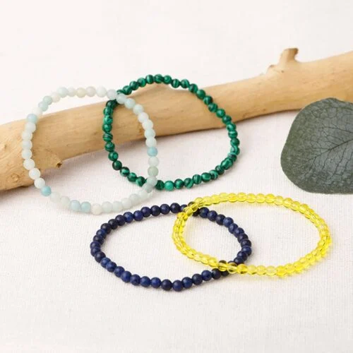 Growth and Success, Set of Four Bracelets, Malachite, Lapis Lazuli, Citrine and Amazonite - Image 2