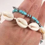 Set of anklets - shells and Turquoise discs