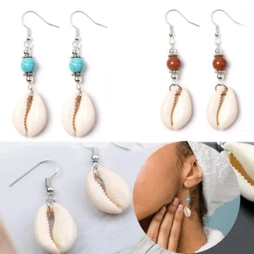 Shells, modern earrings with stainless steel hooks - Image 3